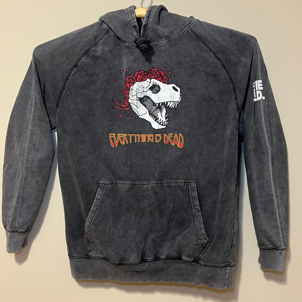 Field Museum T-Rex Hoodie Everything Is Dead Gray Large